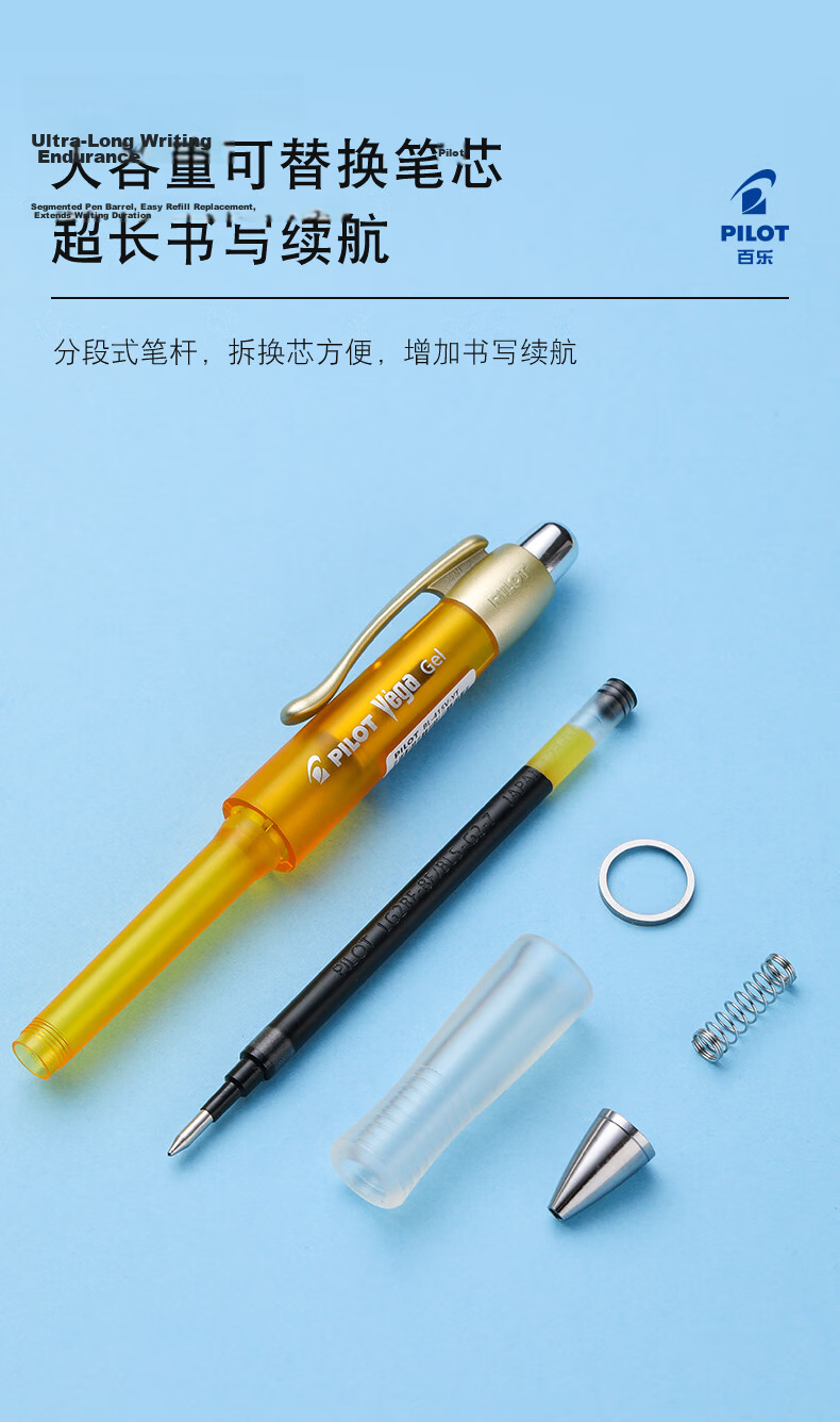 PILOT 415V Retractable Gel Pen Signature Pen Smooth Quick-Dry 0.7mm Black Carbon Ink Bright Green Barrel 11