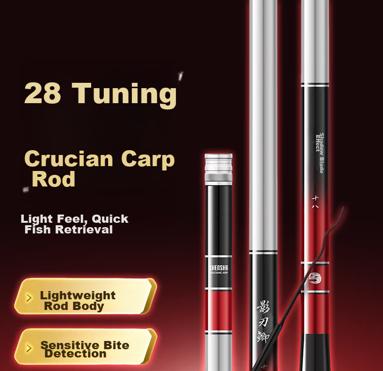 Shensha Fishing Rod, Handheld Pole, 5.4 Meters, Shadow Blade Crucian Carp, 28 Sections, Ultra-Light And Ultra-Hard Fishing Rod, Platform Fishing Rod, Fishing Pole, Fishing Tackle 1