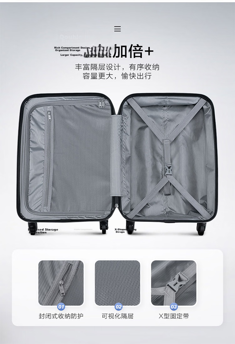 AMERICAN TOURISTER Luggage, 24-Inch Trolley Suitcase, Large Capacity, Student Travel Case, Stylish Password Lock, TV7 White 5