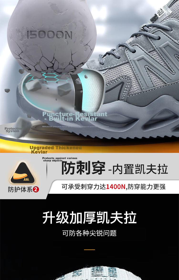 Dinggu Safety Shoes for Men, Work Boots for All Seasons, Construction Site Shoes, Anti-Smashing, Anti-Puncture Steel Toe, Lightweight, 953hui43 4