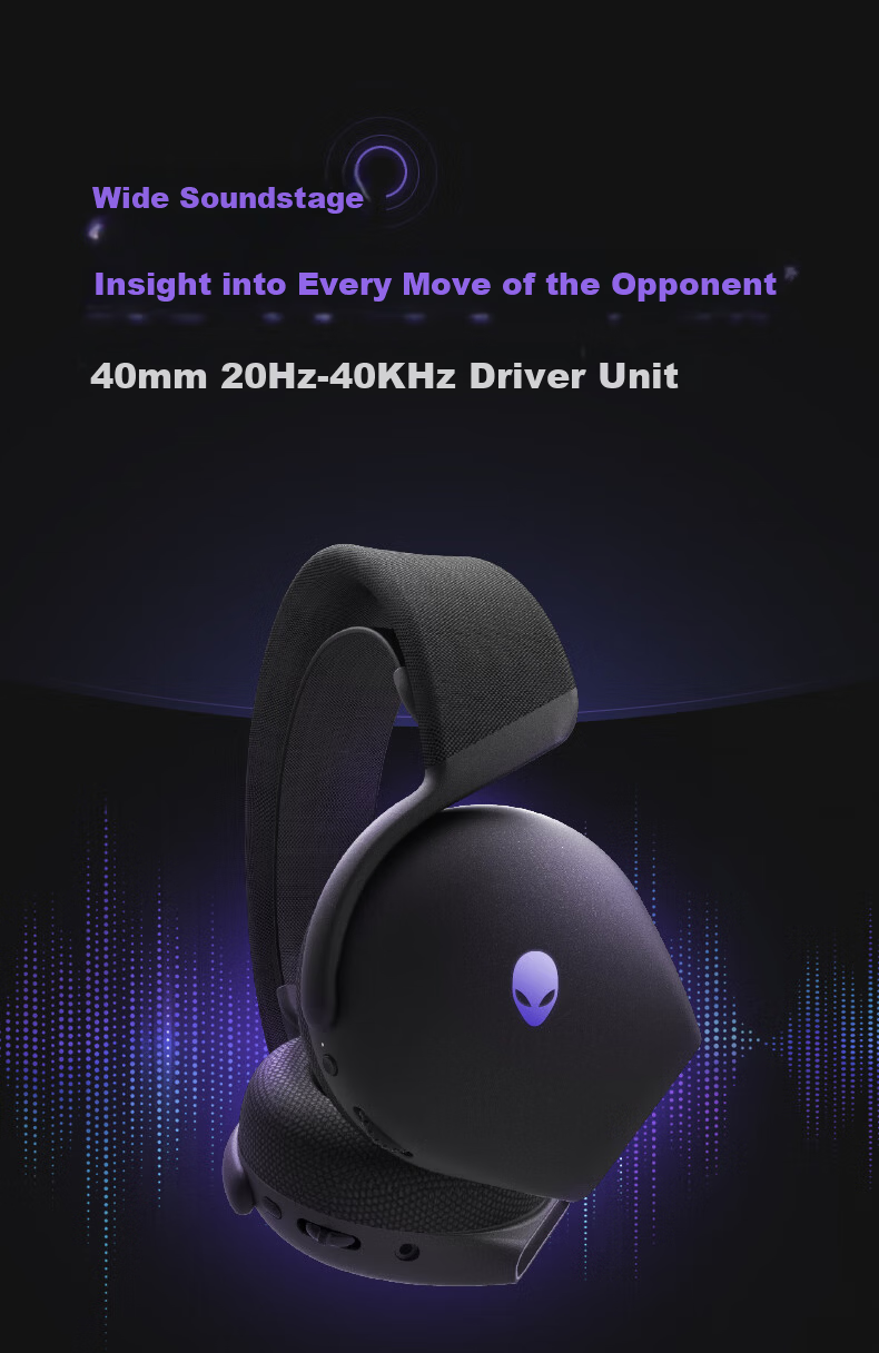 Alienware AW725H Bluetooth Wireless Gaming Headset Compatible with Tri-Band Action Headphones, Smart Noise Cancellation, Long Battery Life [JINGDONG Exclusive] White 6