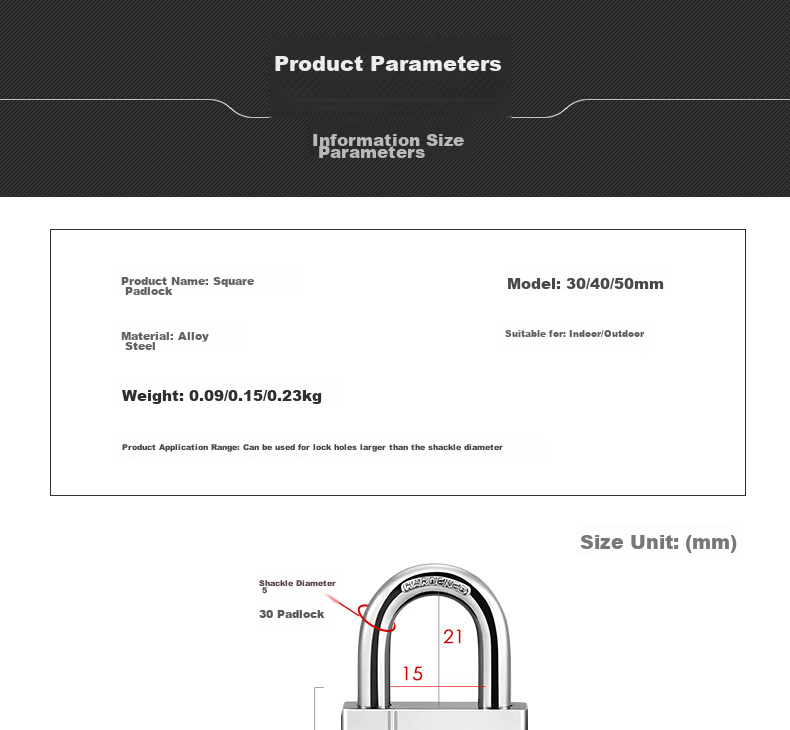 Fly.Globe Waterproof Rustproof Padlock 30mm for Toolbox Door Anti-theft Window Lock 5