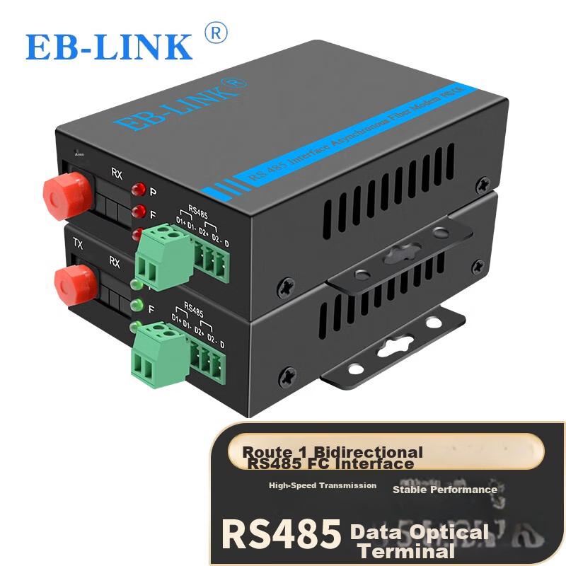EB-LINK RS485 Data Fiber Optic Extender Industrial Serial Port Control Optical Modem Bidirectional 485 to Fiber Optic Transceiver Optical-Electrical Converter