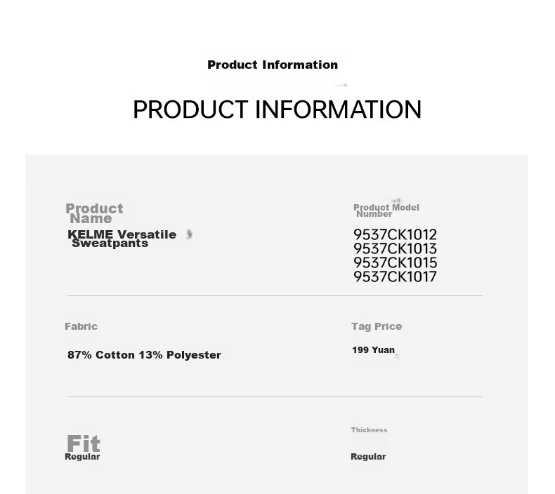 KELME Men's Sports Pants, Spring And Summer New Casual Fit, Elastic Ankle Knit Trousers, Black Color, [Elastic Ankle], Size S 18