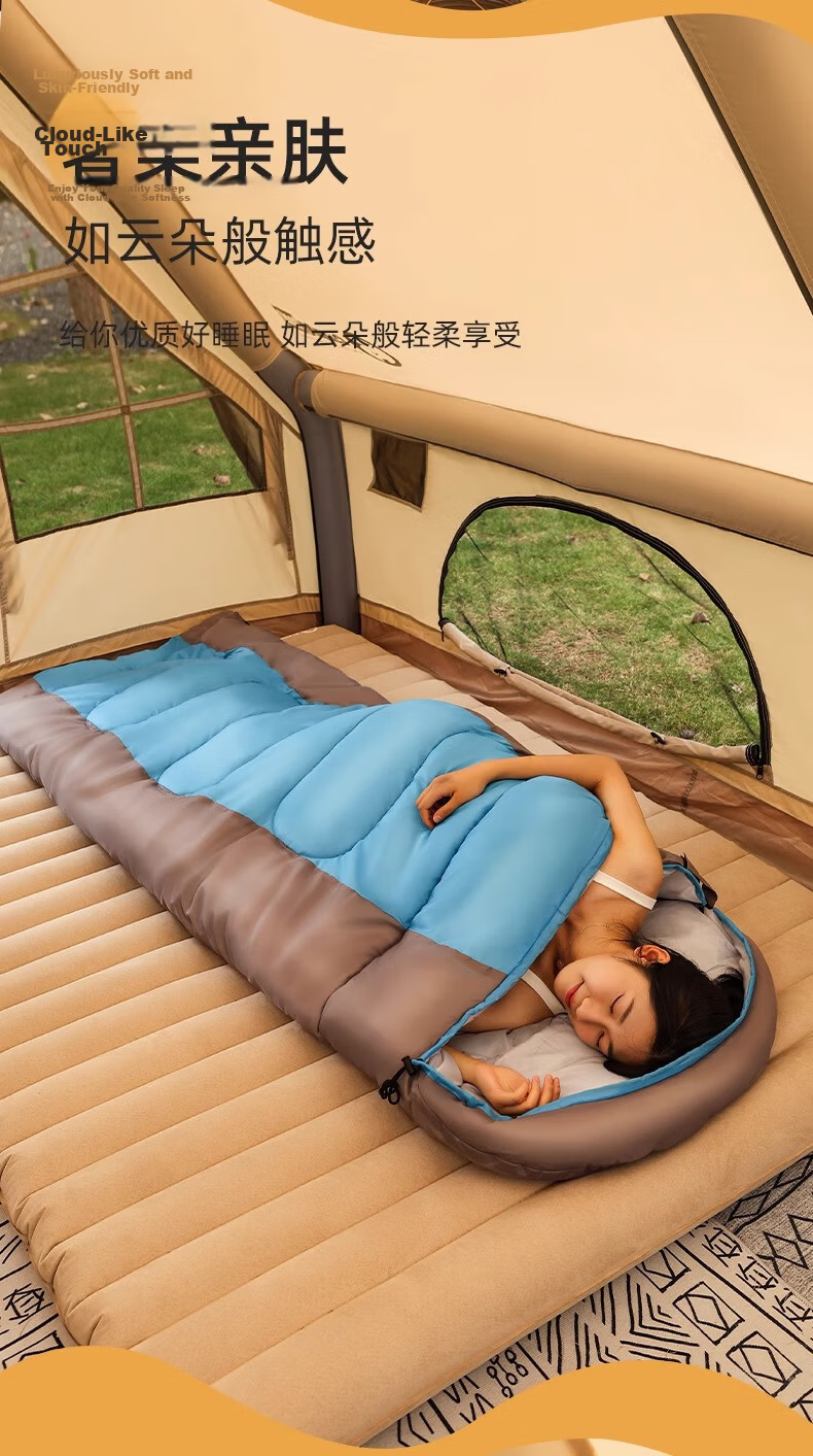BeiJiLang Adult Outdoor Travel Winter And Four-Season Warm Camping Double-Person Dirt-Proof Hollow Cotton Sleeping Bag, 1.35KG, Army Gree 8