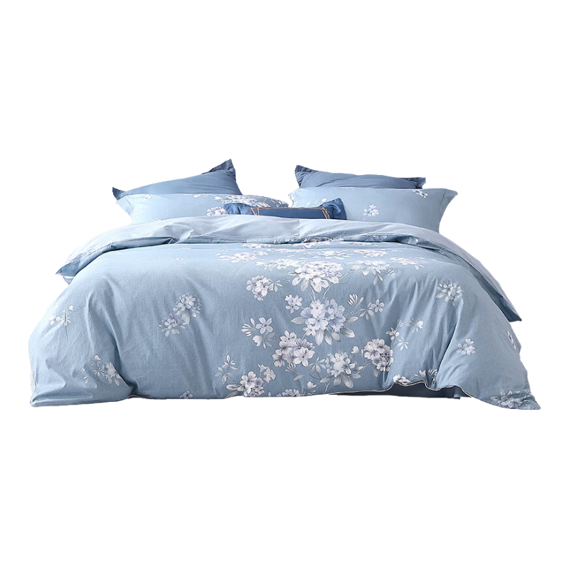Mercury Home Textiles 4-Piece 100% Cotton Breathable Bed Sheet Set, Double 1.8m x 2m, Floral Pattern, Xiaya Home Collection