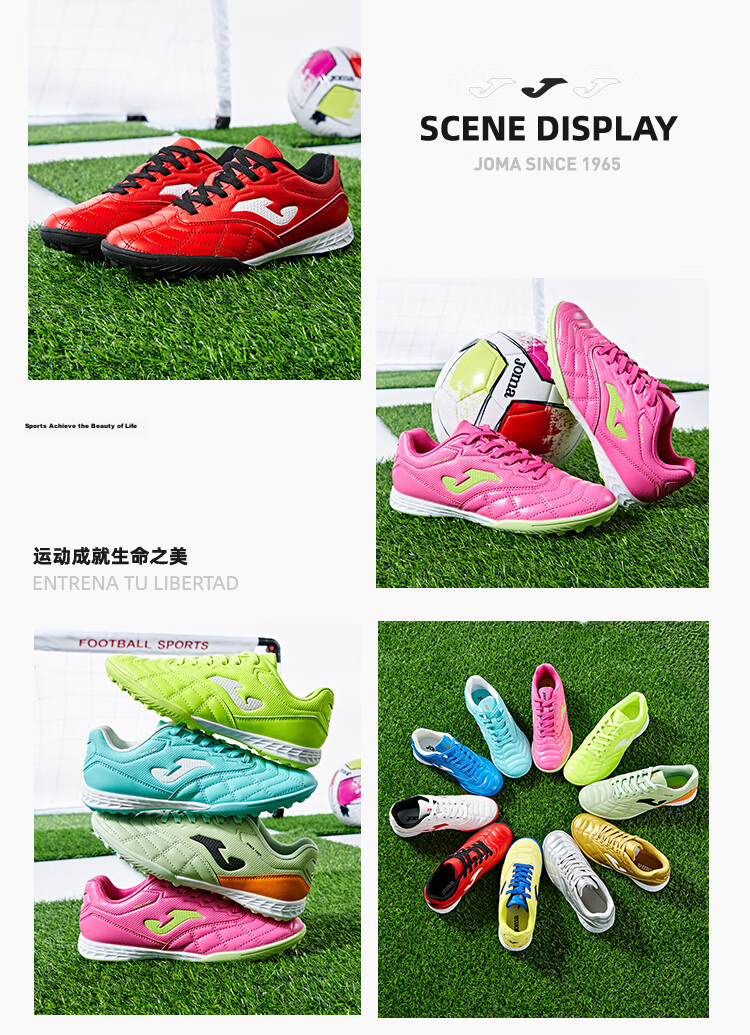 JOMA Soccer Shoes for Children, TF Turf Cleats for Boys And Girls, Youth And Elementary School Students, Non-Slip Wear-Resistant Football Training Shoes, White And Red, Size 34 12
