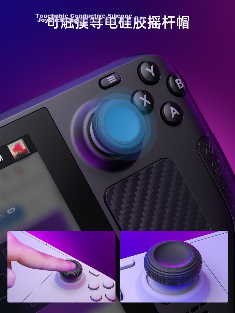 JSAUX Steam Deck OLED Joystick Cap Conductive Touchpad Back Key Sticker Steam Deck Handheld Accessory Grip Anti-Slip Sticker Set 3