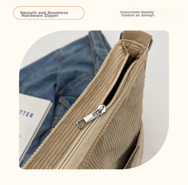 40,000 Kilometers Multifunctional 3-in-1 Single and Double Shoulder Commuter Corduroy Bag Large Capacity Shoulder Crossbody Tote Bag for Women 14