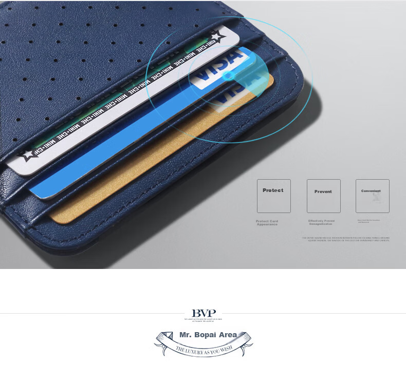 BVP Men's Card Holder, Unisex Slim Style with Multiple Card Slots, Top-Grain Leather, Bank Card Case, Business Card Holder, Birthday Gift 9