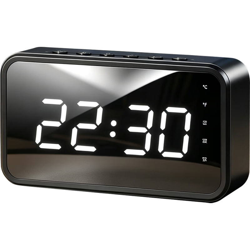 Aigo T28 Pro Wireless Bluetooth Speaker Smart Digital Clock Alarm All-In Music Alarm with Song Storage, Portable Student Home Desktop Low-Frequency Speaker with Card Slot, Black