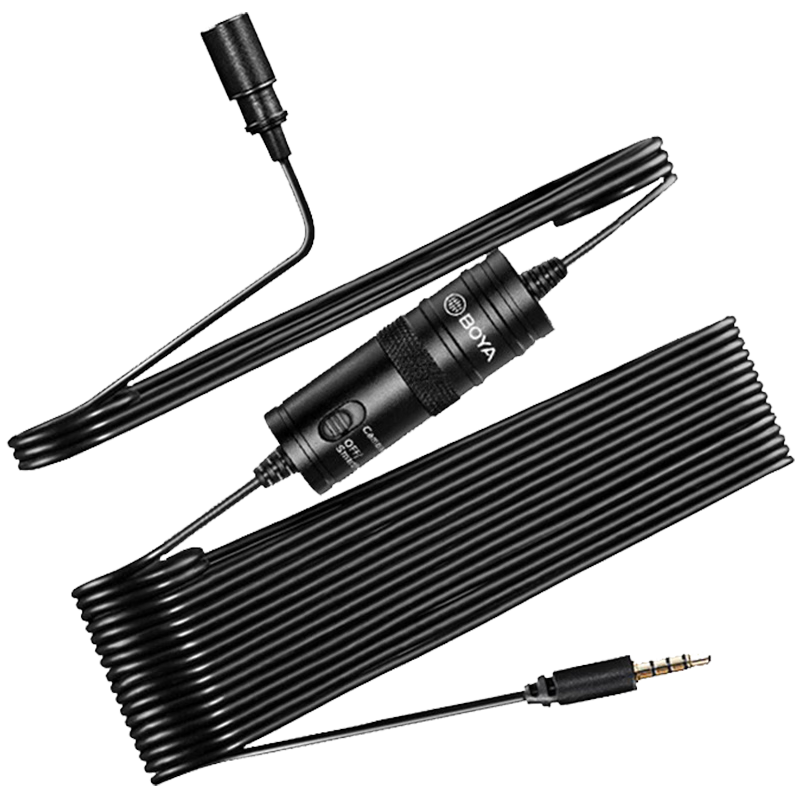 BOYA M1 Lavalier Microphone Clip-on Mic for Computer, Mobile, Camera, Interview, Vlog, Short Video, Dubbing, Live Streaming with 6m Cable