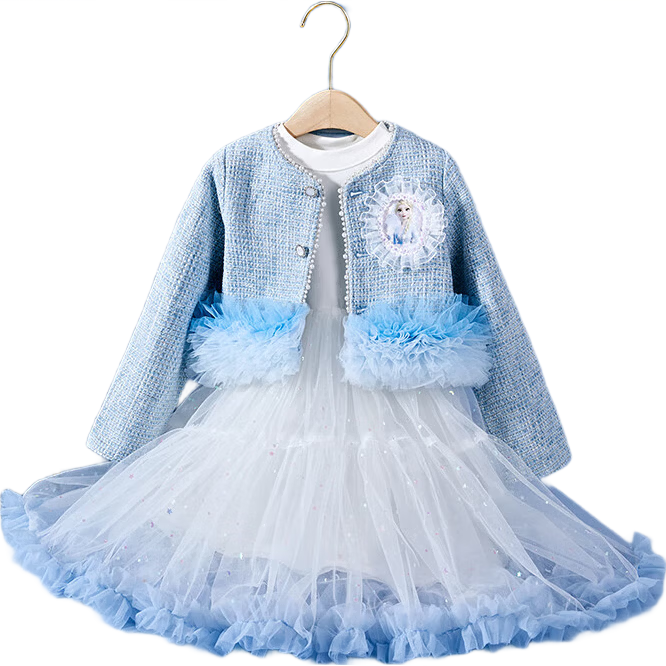 Disney Elsa Girls' Outfit Spring and Autumn 2026 New Stylish Princess Dress Children's Two-Piece Set