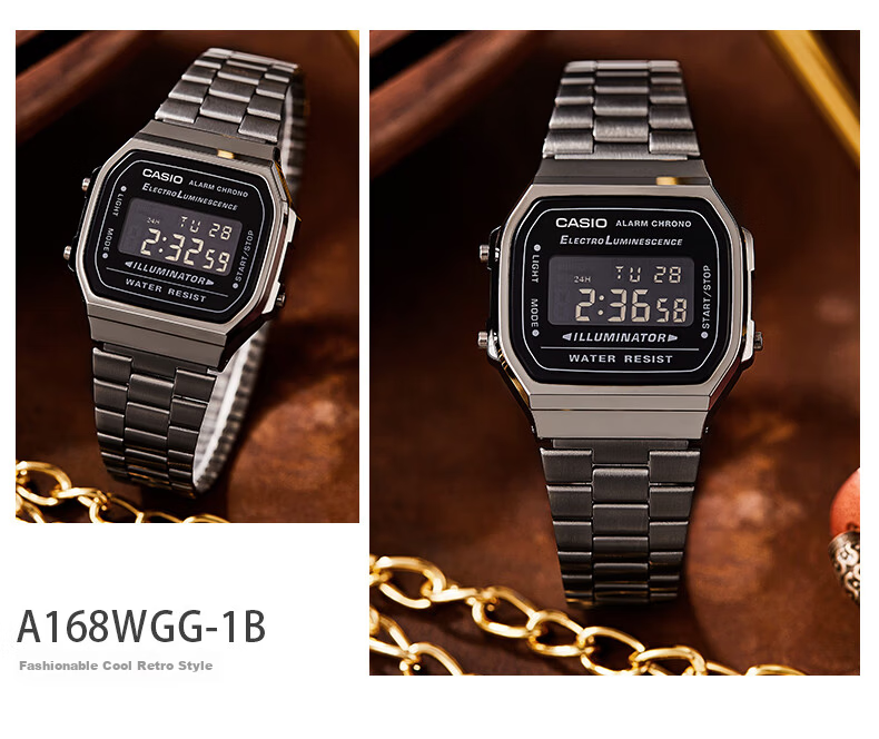 Casio Retro Square Digital Watch for Students, Unisex, A168WERB-2A 14