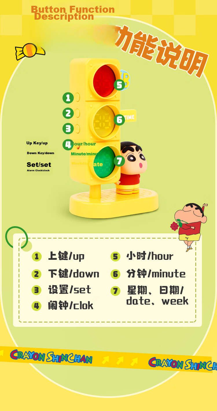 MUST HAVE Crayon Shin-chan Alarm Clock Blind Box Electronic Watch Children's Bedroom Bedside Clock Official Collaboration Cultural Anime Merchandise Goddess Festival Gift for Girls Qixi Festival 4