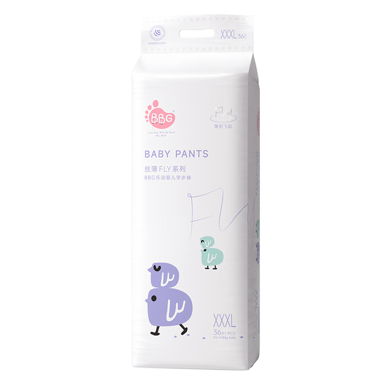 BBG Blue Core Thin Soft Pull-Up Pants, Size 3XL, 36 Pieces (For 17kg And Above), Baby Diapers, Summer Ultra-Thin Breathable