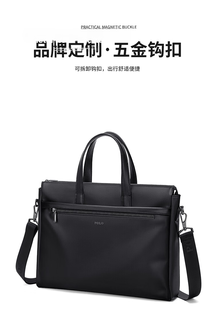 POLO Men's Business Briefcase 16-inch Laptop Bag Conference Shoulder Bag for Business Trip 12