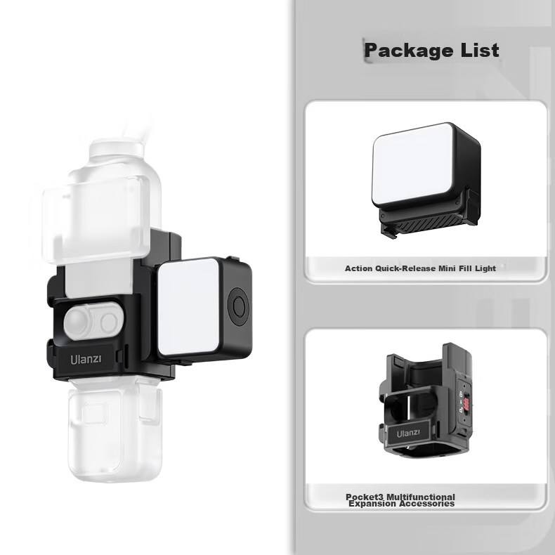 Ulanzi PK-06 Pocket3 Multifunctional Expansion Frame Adapter, Family Pack Set, Aluminum Alloy Frame Protection Expansion Frame with Cold Shoe Mount, Portable Accessories 1