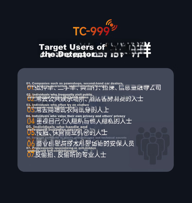 Banchean GPS Detector Camera Anti-Listening Car Locator Signal Detector TC999 for Xiaomi SU7 12
