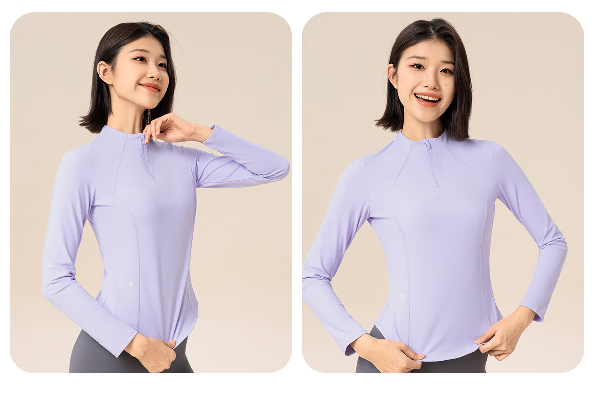 361° Women's Long-Sleeve Sports Top, Half-Open Yoga Wear, Spring And Autumn Running Training Suit, Slim-Fit Yoga Fitness Clothing 25