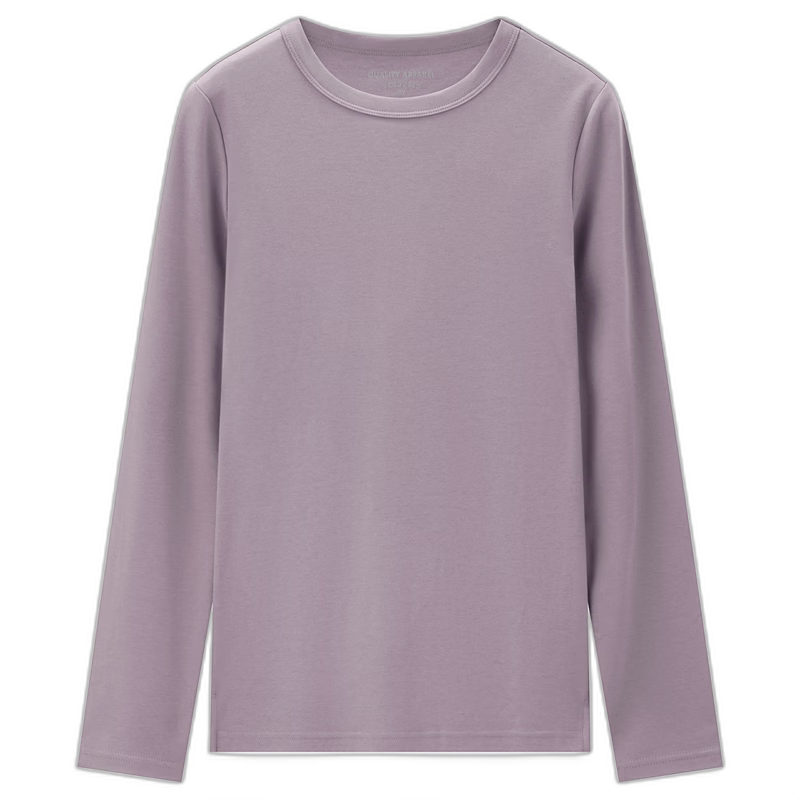 Giordano Women's T-Shirt, Pure Cotton Basic Undershirt, Luxurious Smooth Touch, Round Neck Long Sleeve T-Shirt for Women, 05322805