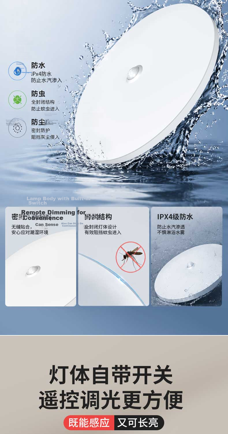 LABOT Ultra-thin LED Waterproof Ceiling Light Round Dustproof Moisture-proof Insect-proof Bathroom Balcony Bedroom Corridor Lamp 20W White Light 12