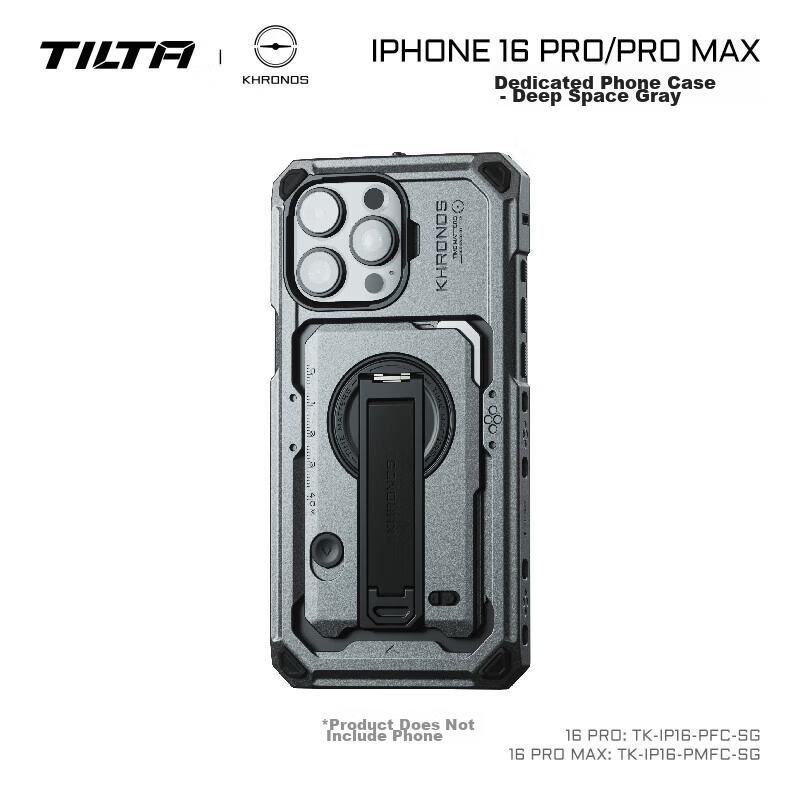 TILTA Iron Head Protective Case with Backplate for iPhone 16 Pro Max Rabbit Cage Anti-Drop Shell KHRONOS Meteor Series Deep Space Gray