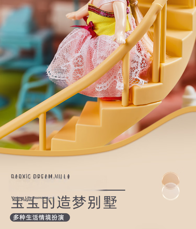 YaSiNi Doll Villa, Children's Toy, Girl's Transformable Castle, Dress-Up Dolls, Pretend Play, DIY Birthday Gift 7