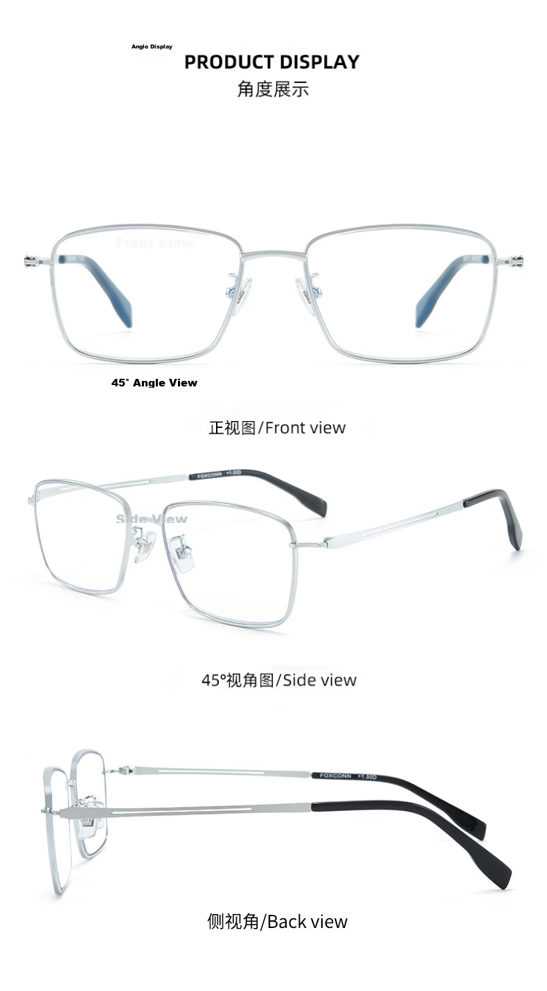 Fushikang Men's Reading Glasses HD Blue Light Blocking Business Fashion Imported Premium Presbyopic Glasses LG007 +2.50 23