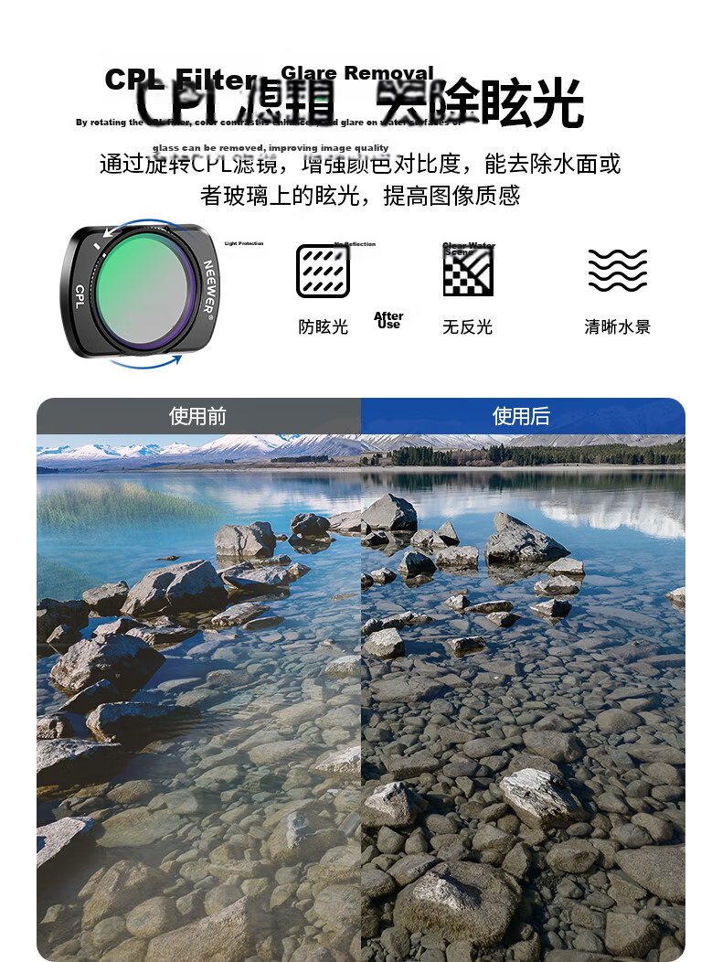NEEWER Magnetic Quick-Release Filter Kit for DJI Pocket 4/3 Camera UV Protection ND Neutral Density CPL Polarizer Filters for DJI Pocket 4/3 Generation 5