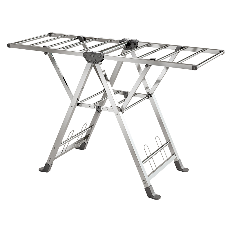 JD Jingzao Floor Clothes Drying Rack Foldable Stainless Steel Wing-Shaped Adjustable 3-Level Height Clothes Hanger