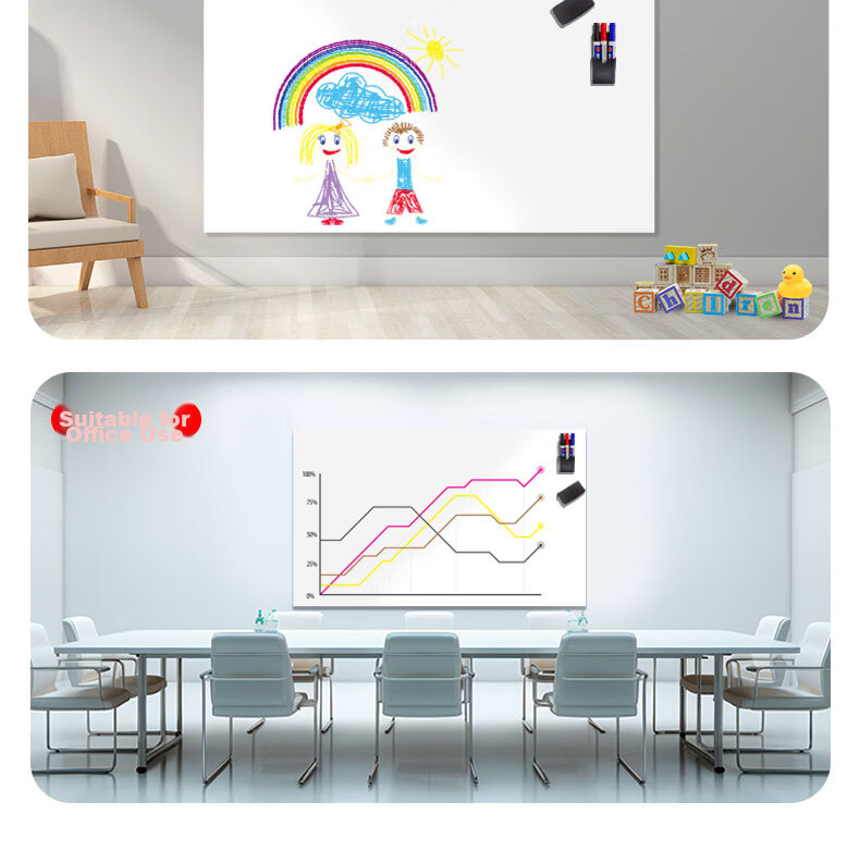 Zhizuan, 50x100cm Whiteboard Wall Sticker, Non-Damaging to Walls, Removable Magnetic Graffiti, Soft Whiteboard Writing Board, Hanging Small Blackboard, Office Meeting Teaching Home Use Erasable Small Whiteboard Paper 7