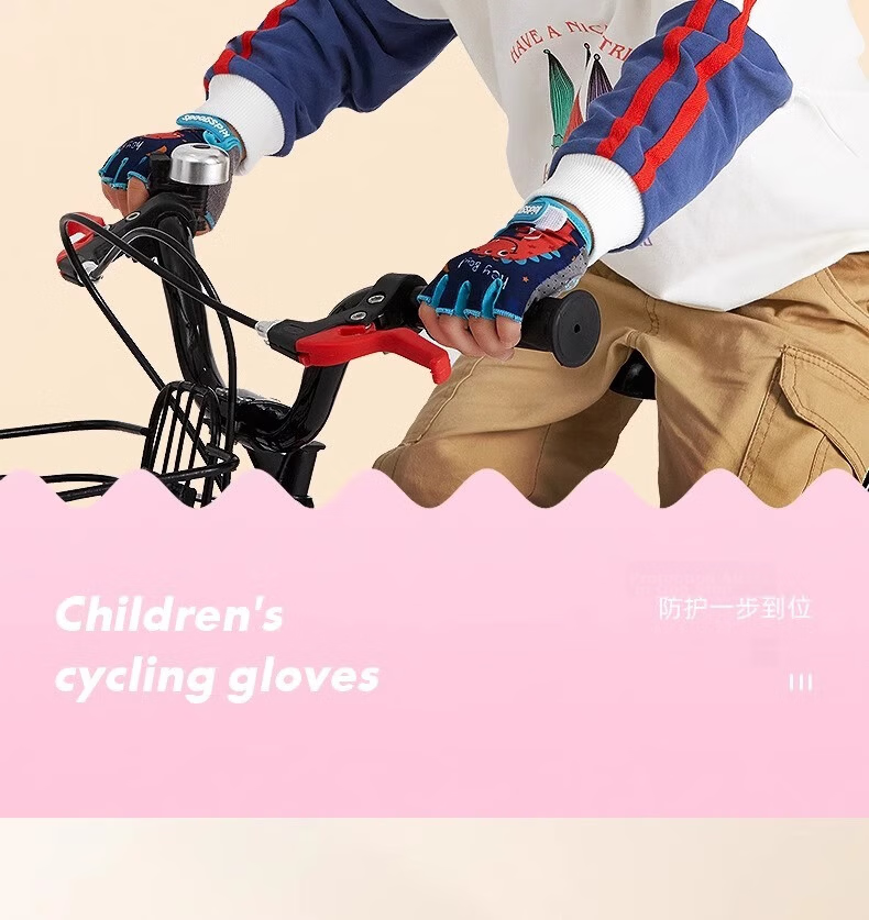 Ousen Kids Cycling Gloves Sports Non-Slip Half-Finger Cartoon Outdoor Bicycle Climbing Gloves for Boys and Girls 4