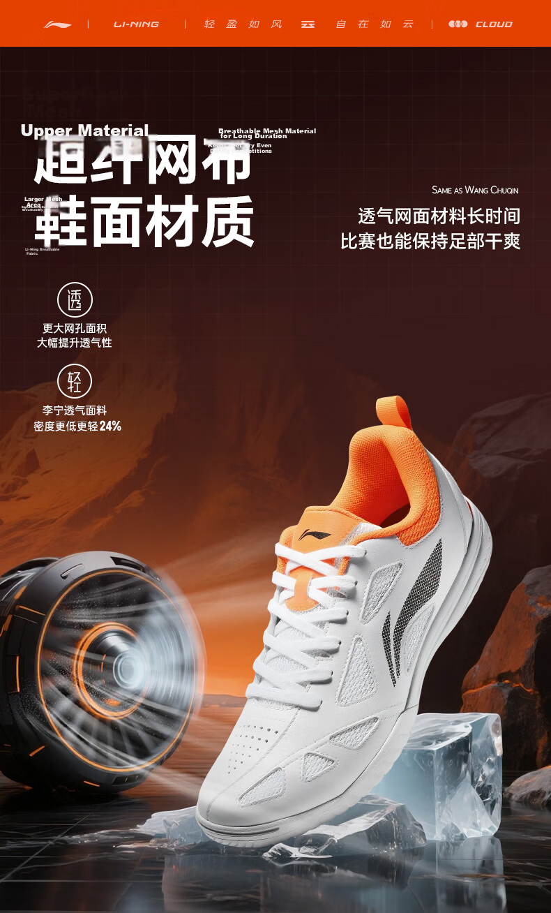 Li-Ning Table Tennis Shoes for Men And Women, Wang Chuqin Fan Edition, National Team Style, Non-Slip, Shock-Absorbing, Wear-Resistant, Training Sports Shoes 5
