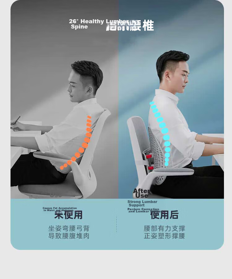 Leband Ergonomic Lumbar Cushion Backrest Waist Support Long Sitting Office Back Pillow Classic Memory Foam Model 10