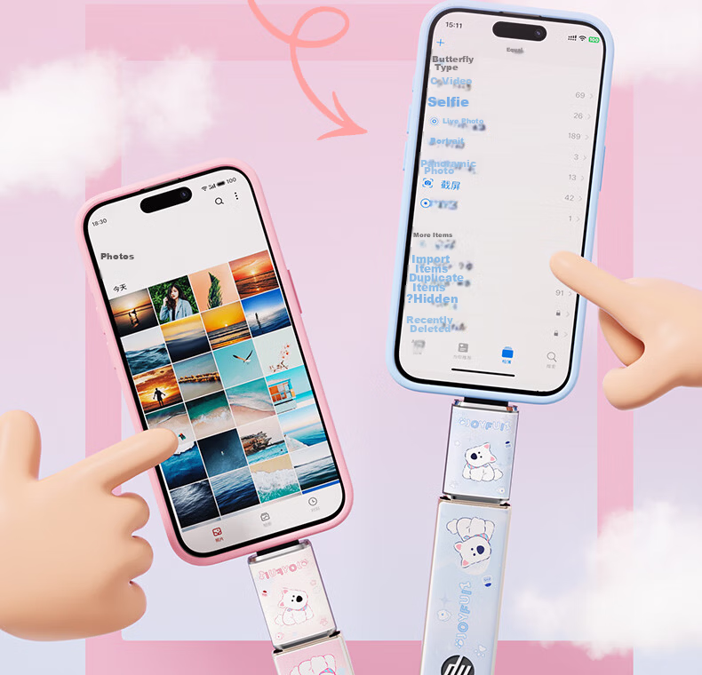 HP 32GB USB 3.2 Metal Cute Couple Student USB Flash Drive Pink Highland Data Backup Car Office High-Speed 230MB/s Read Write USB Drive 8