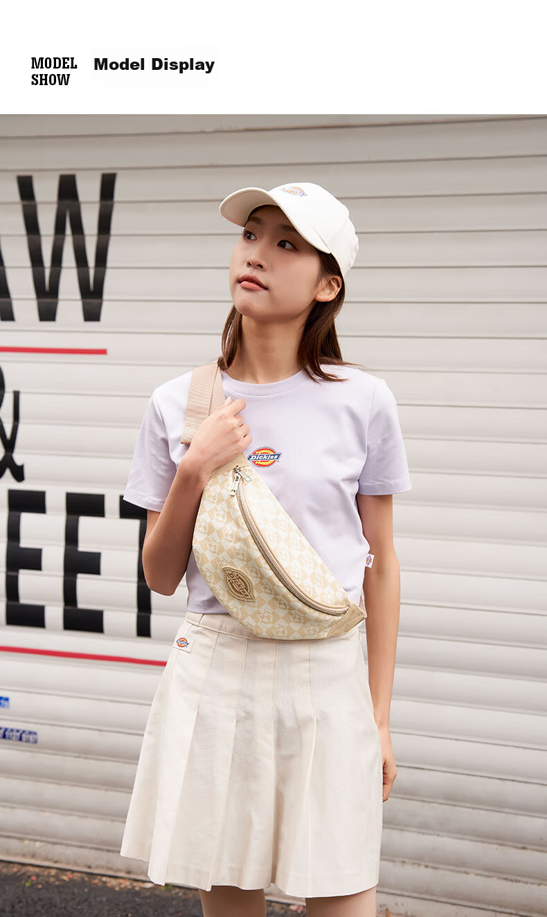 Dickies Commuter Single Shoulder Crossbody Sports Outdoor Hiking Large Capacity Checkered Unisex Waist Chest Bag Denim Blue 12