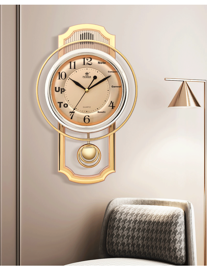POWER Bawang Living Room Clock Hourly Music Chime Wall Clock Luxury Quartz Clock 43cm 6773ARMKS 13