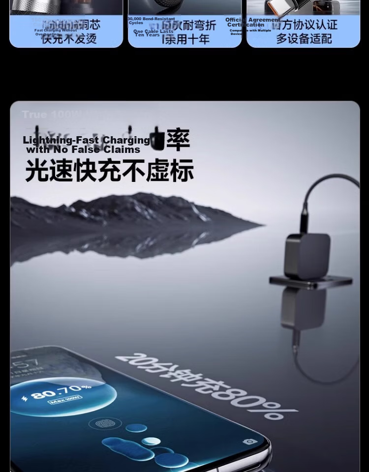 Nengshi Type-C Data Cable, 60W Charging Cord, Digital Display Fast Charging, Suitable for Huawei Mate70/50/P60, Honor, Xiaomi 15 Ultra Tablet, USB Car Charger Cable, 1 Meter 7