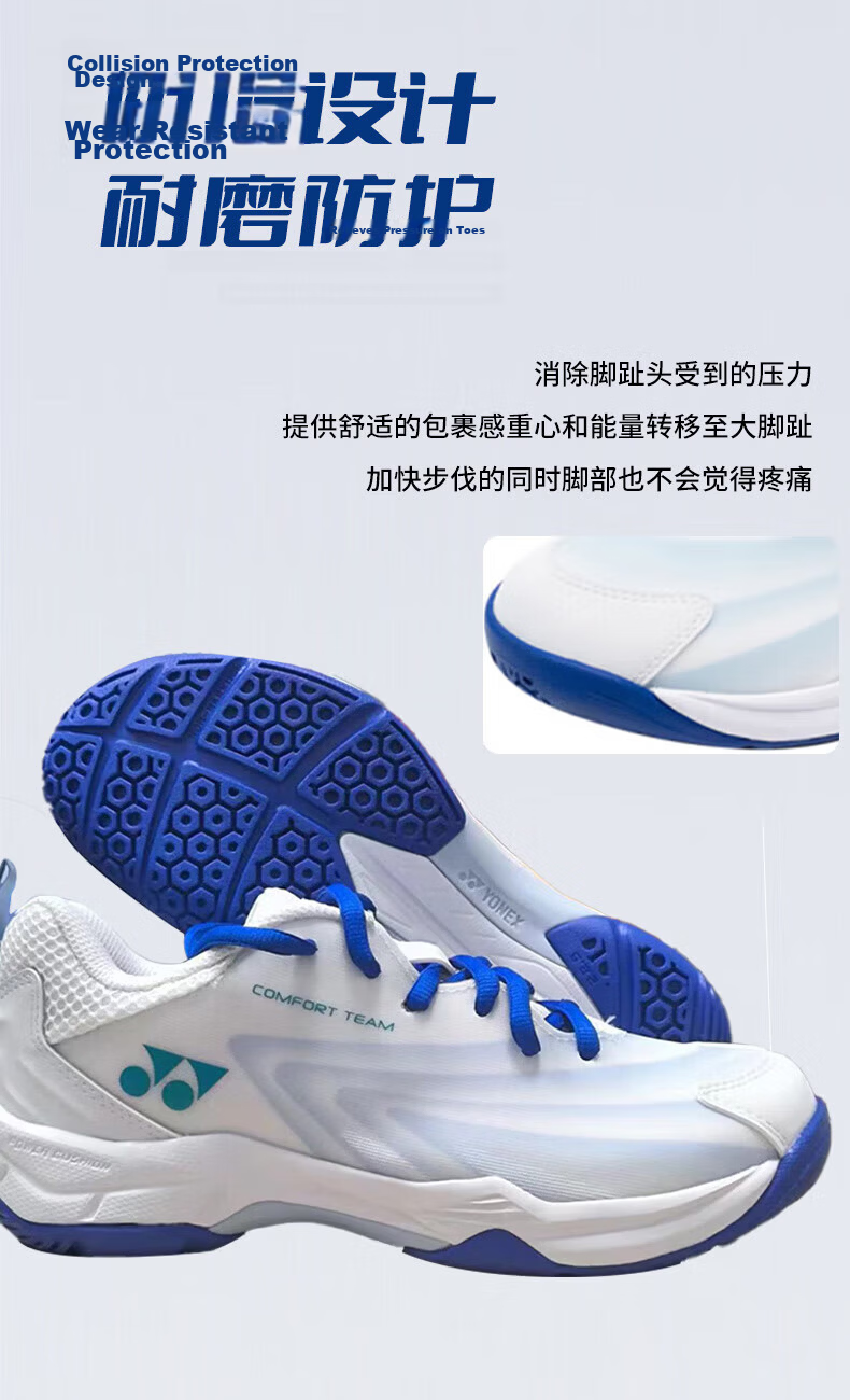 YONEX Badminton Shoes for Men And Women, Professional Shock-Absorbing Sports Shoes SHBCFT2EX White/blue 41 3