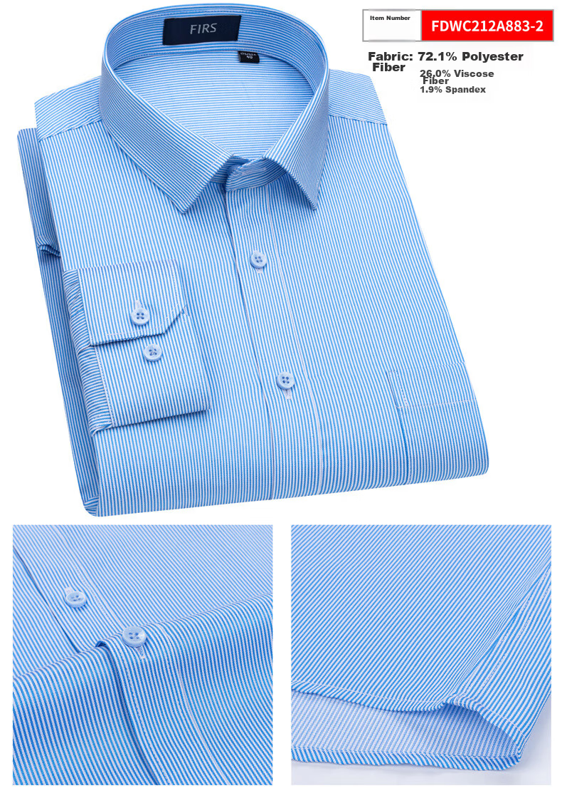 FIRS Long-Sleeve Shirt for Men, Middle-Aged And Young Business Casual Plaid Shirt TRT4450 Blue Plaid Long-Sleeve Size 38 10
