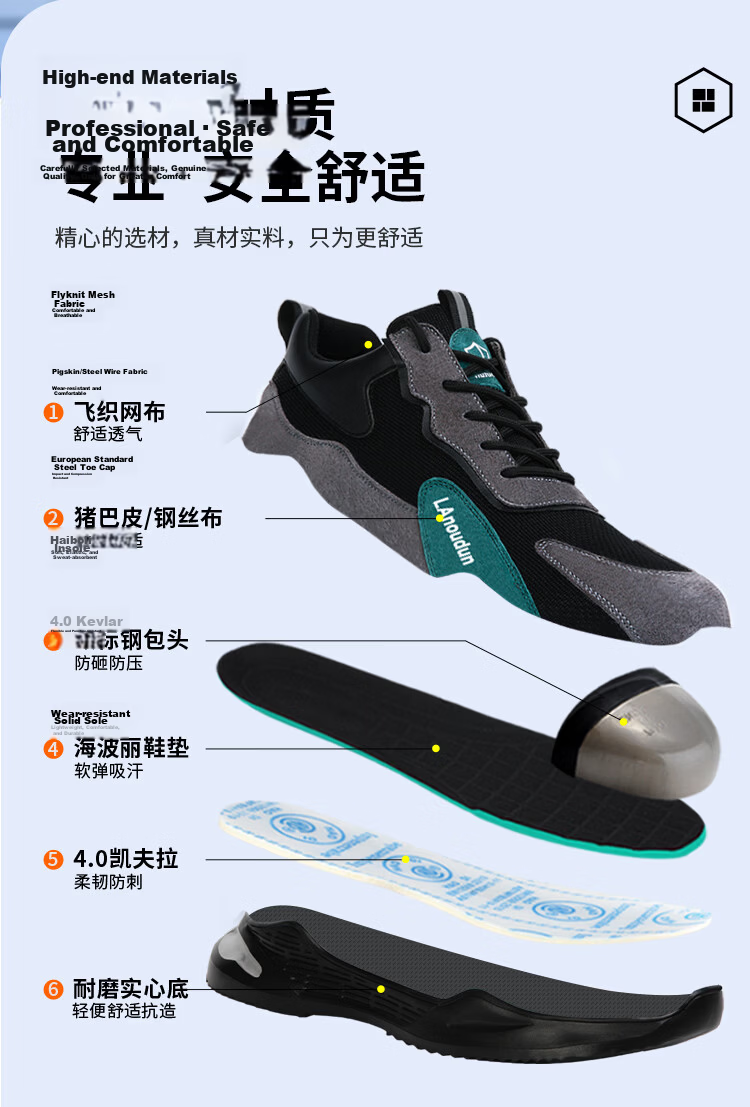 BlueOwl Shield Men's Anti-Static Summer Breathable Lightweight PetroChina Safety Work Shoes DL2095BA Size 40 5
