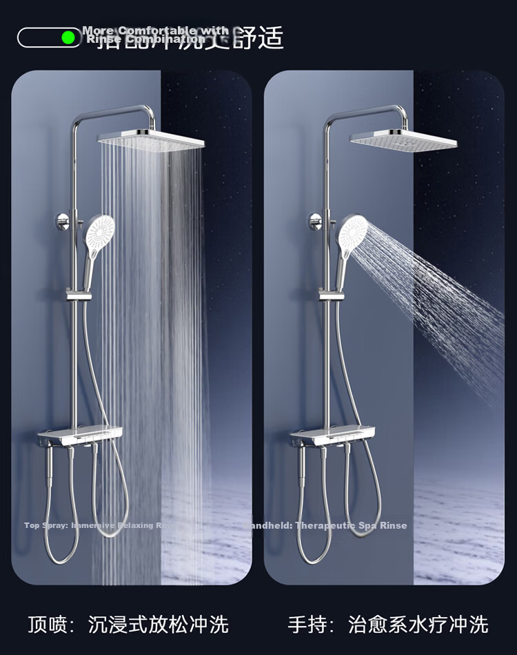 JD Original Baitian'ge Constant Temperature White Shower Head Complete Set, All-Copper Digital Display Handheld Spray Gu 9
