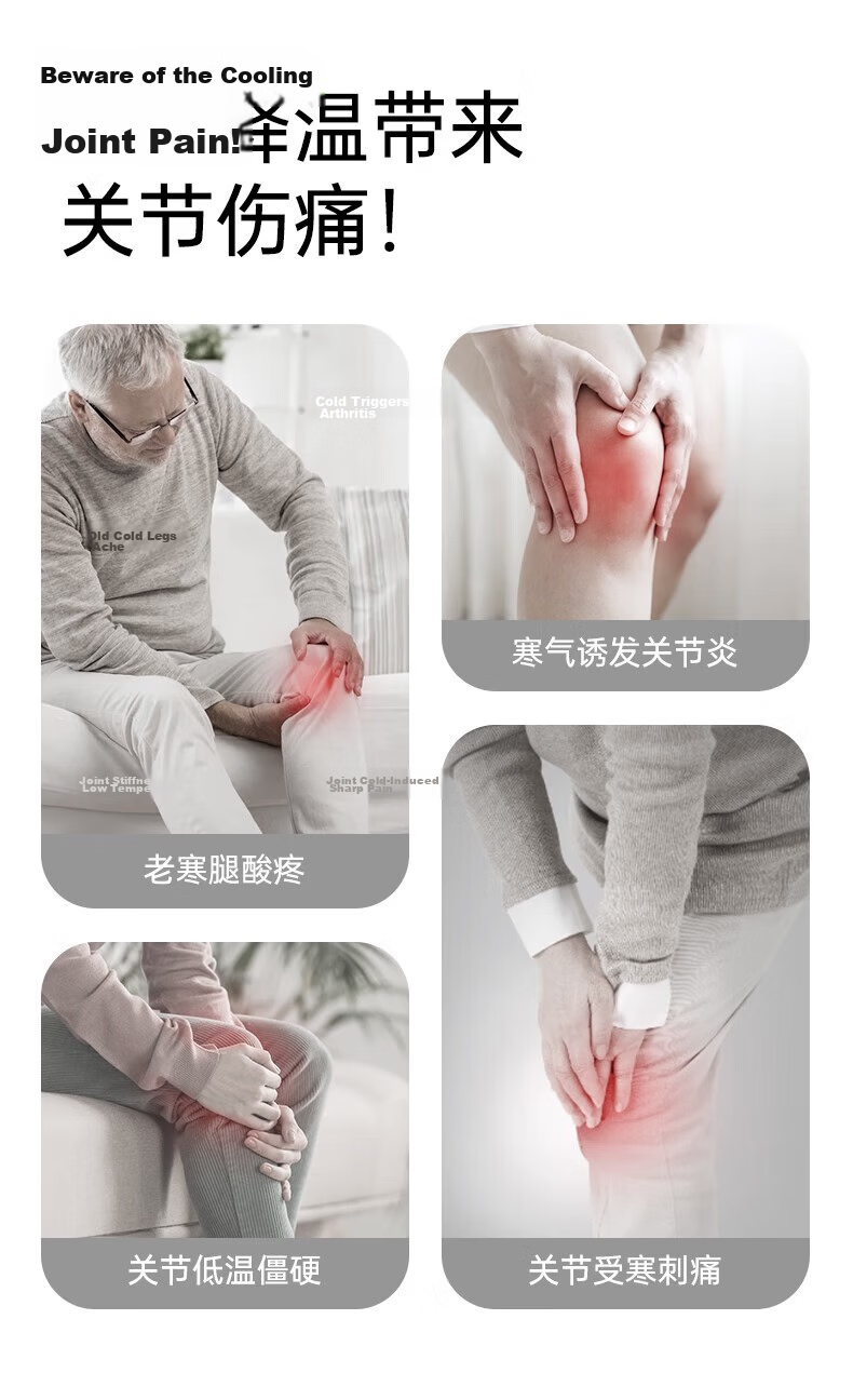 LI-NING Mugwort Knee Brace Warmth for Old Cold Legs Meniscus Injury Autumn Winter Middle-aged and Elderly Joint Arthritis Knee Support 1