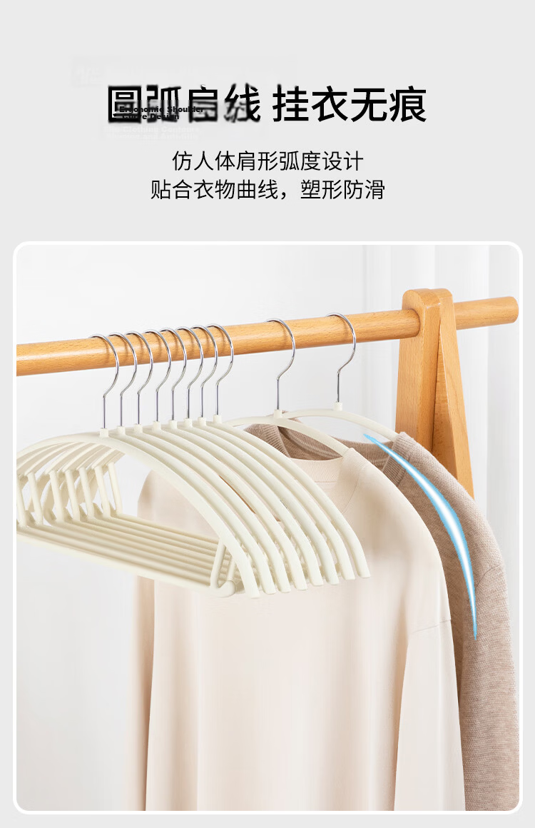 ZUO ZHUAN JIAO Silicone Non-Slip Half-Round Clothes Hangers, Household Seamless Garment Support, Gray, 10 Pieces 5