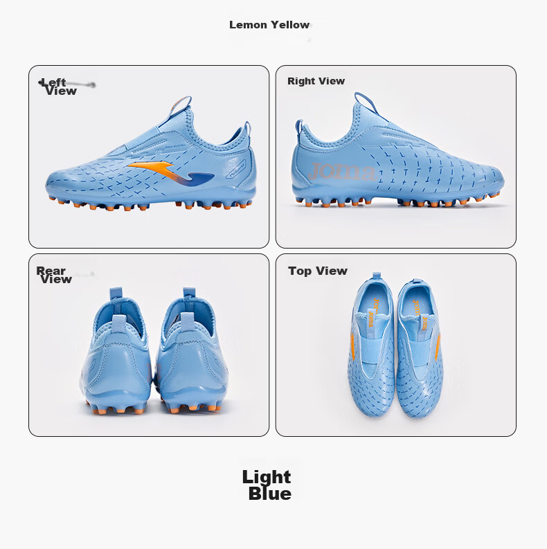 JOMA Children's Soccer Shoes MG Short Studs for Artificial Turf, Non-Slip, Wear-Resistant, Professional Competition And Training Shoes, Light Blue, Size 35 17