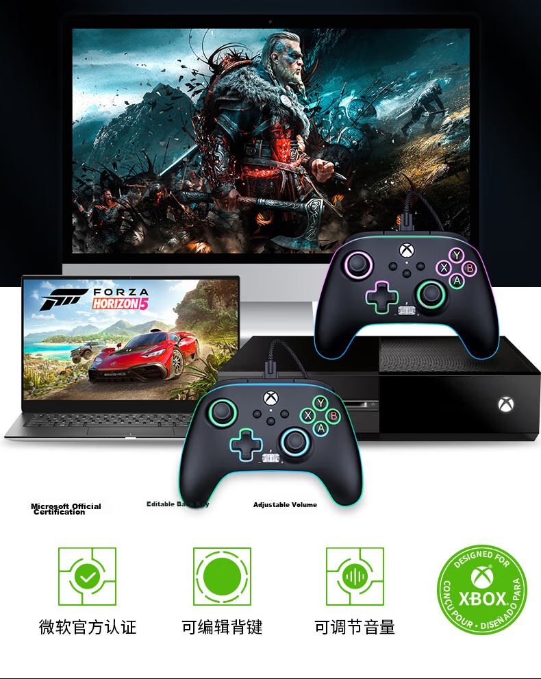 PowerA Xbox Official Authorized Xbox One Xbox Series X|S Wired Controller with Back Buttons for Assassin's Creed Valhalla, FIFA 24, Monster Hunter Rise 6