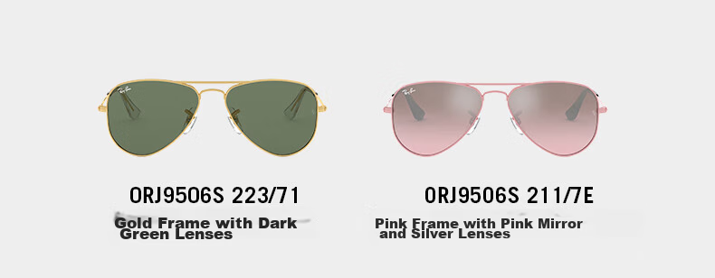 RayBan Kids Fashion Aviator Sunglasses Frog Mirror 0RJ9506S Size 52 6