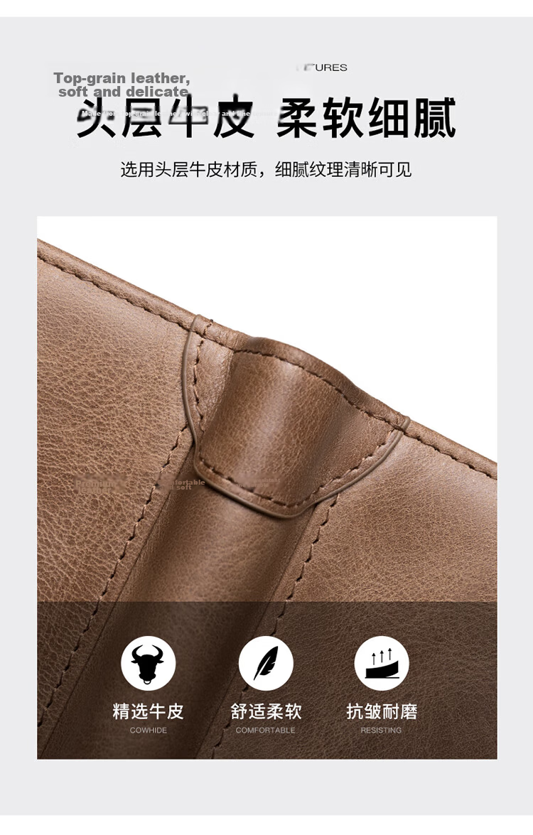 POLO Men's Top Layer Leather Wallet Multi-card Holder Card Holder Multi-function ID Card Holder Gift Box Birthday Gift for Boyfriend 4