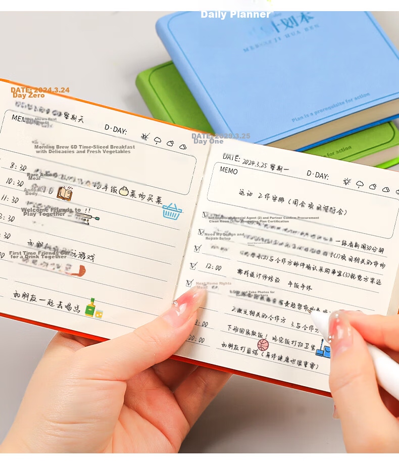 Jiamo Daily Plan Portable Pocket Square Notebook High-Quality Time Management Self-Discipline Schedule Thickened Diary 96 Pages 9